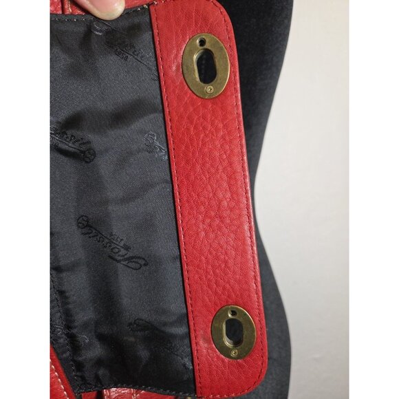 Vtg Fossil Pebbled Leather Burgundy Boho Handbag #75082 with Brass Key - Picture 10 of 10